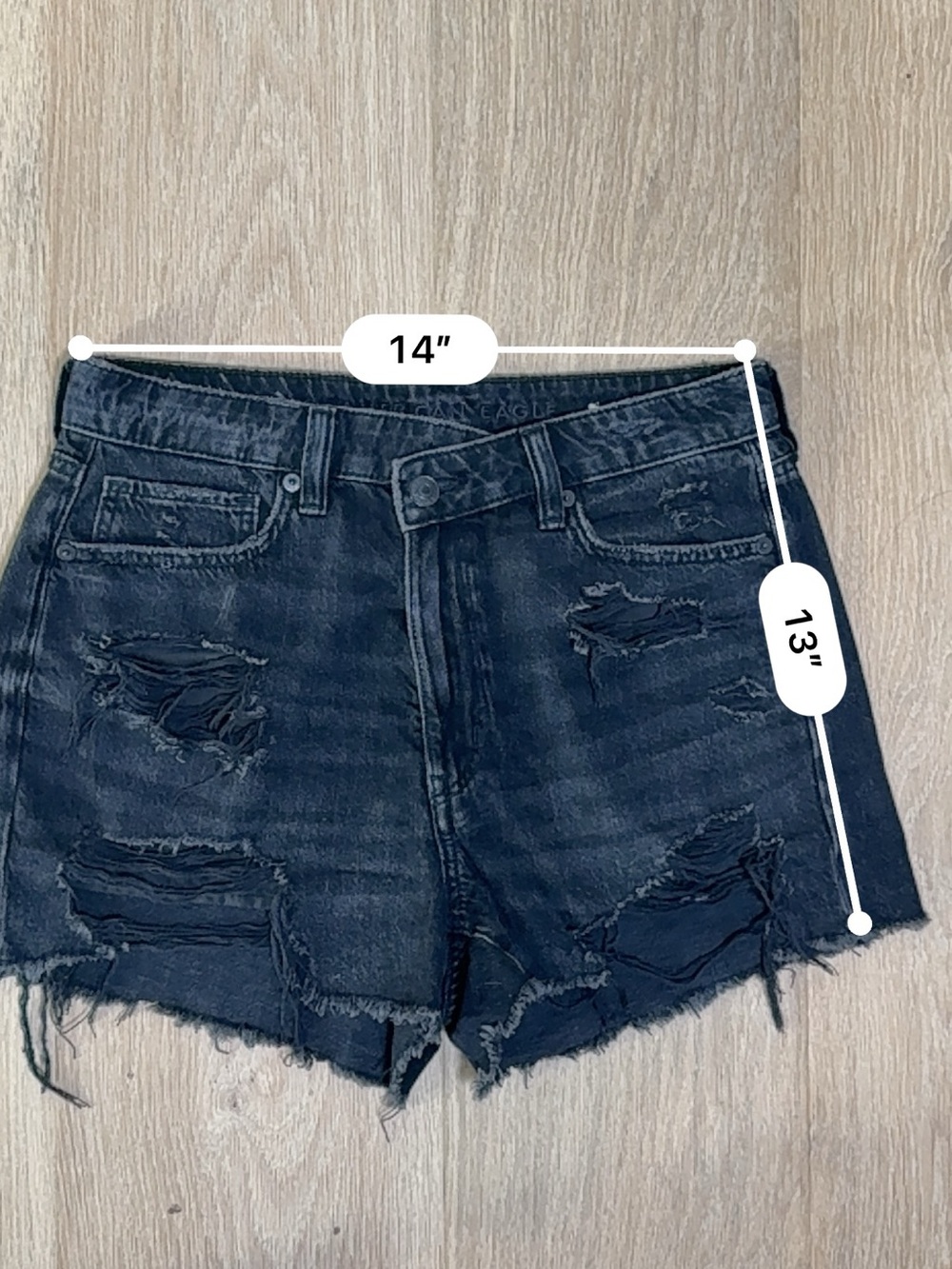 American Eagle Outfitters Black Denim Cutoff Shorts Women’s Size 6 - Picture 4 of 8